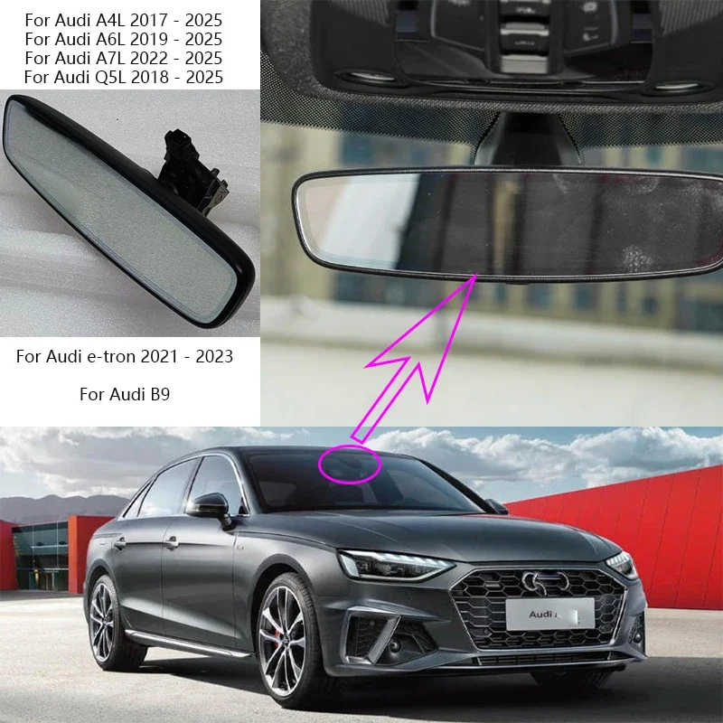 Interior Rear View Mirror 8M0 857 511 L 4PK Matte black for Audi A4L 2017-2025 A6L A7L Q5L e-tron B9