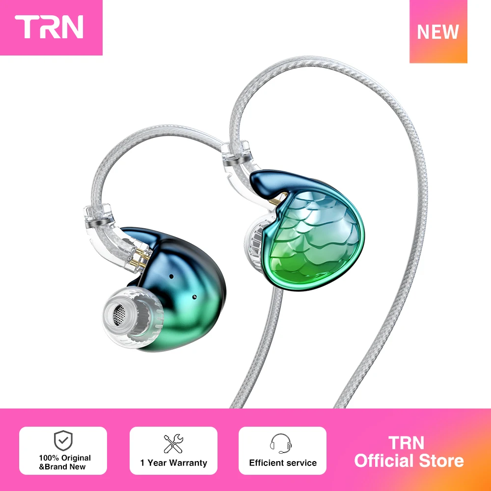 TRN Mermaid Earphones 1BA+1DD+2Planar Hybrid Driver Headset In-Ear Monitor Hi-Fi Headphones