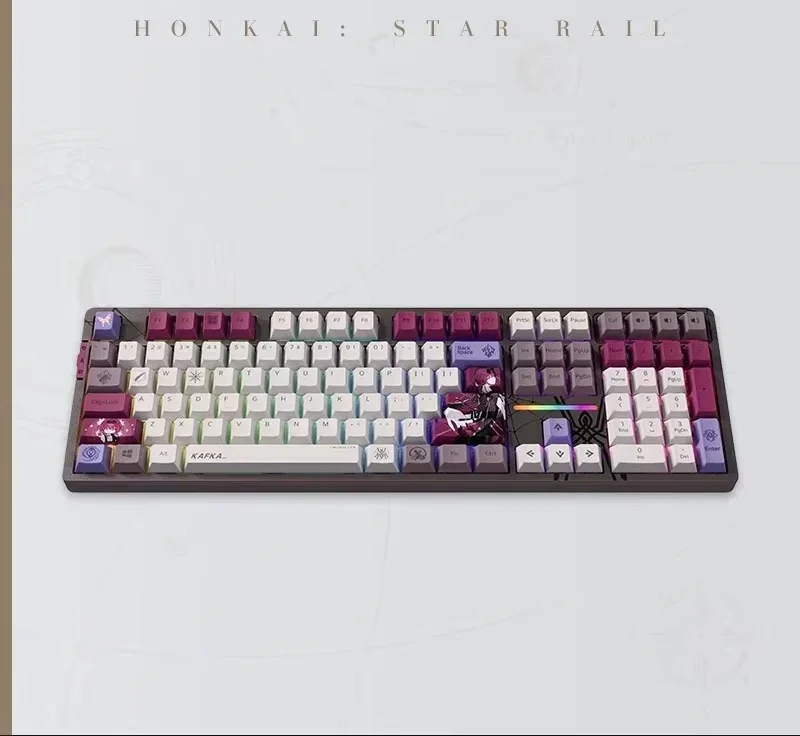 Imagem -05 - Anime Honkai: Star Rail Oficial Kafka Teclado Mecânico Personalizado Tri-mode com Fio sem Fio Bluetooth 5.0 Rgb Backlight Teclado