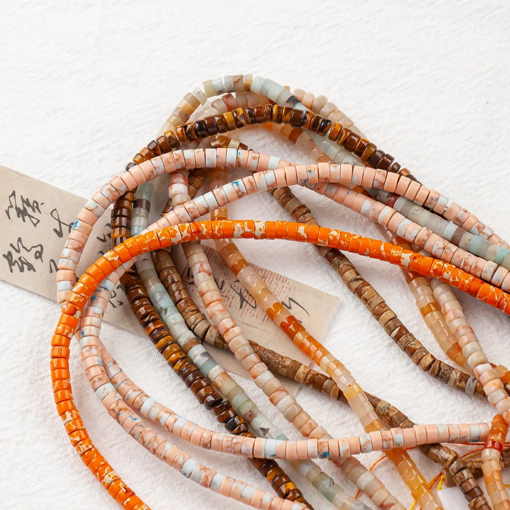 [Sunset Orange] Natural Stone Synthetic Stone Flat Wheel Beads DIY work in progress bracelet accessories