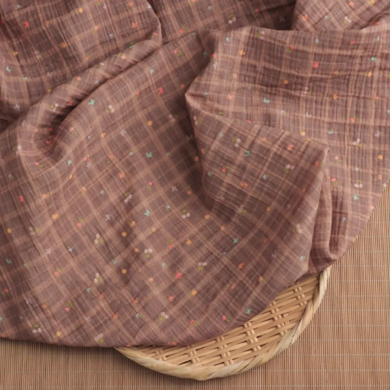 

Fabric Cotton Double Layered Plaid Crepe Pajamas Bath Towels Shirts Handmade Fabrics