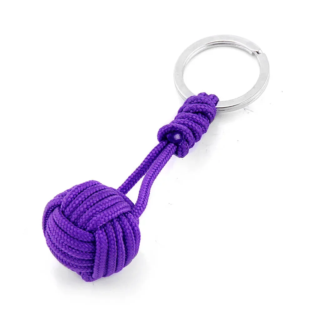 1pcs Polyester Braided Rope Ball Key Chain Self Defense Parachute Lanyard Survival Outdoor Camping Keyring Jewelry Gifts
