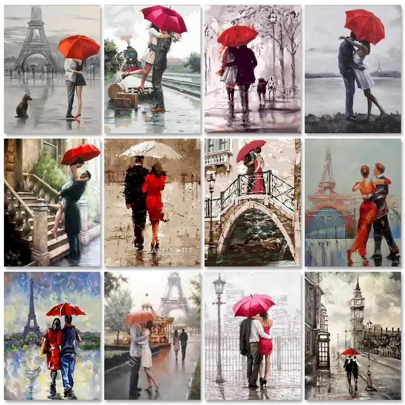 

City Street Painting By Numbers For Adults DIY Kits HandPainted On Canvas With Framed Oil Picture Drawing Coloring By Number