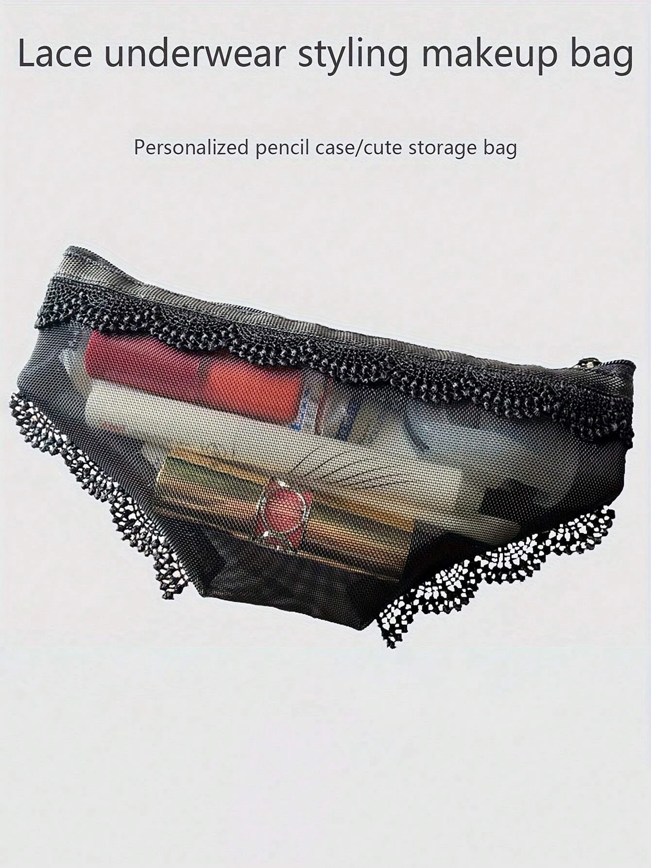 2-Pack of New Cute Underwear-Shaped Travel Makeup Bags, Fashionable Mesh Makeup Bags, Transparent Zipper Makeup Storage Bags - a Gift for Girls