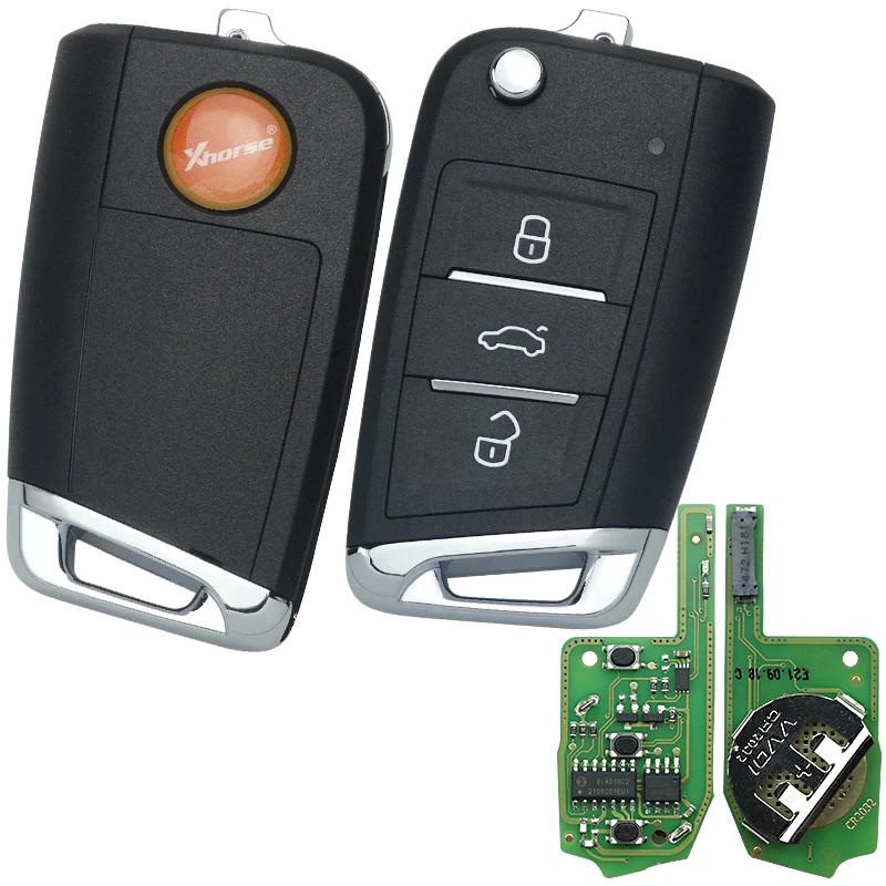 5pcs/lot Xhorse MQB Style Remote Key XEMQB1EN 3 Buttons work with MINI Key Tool/VVDI2/Key Tool