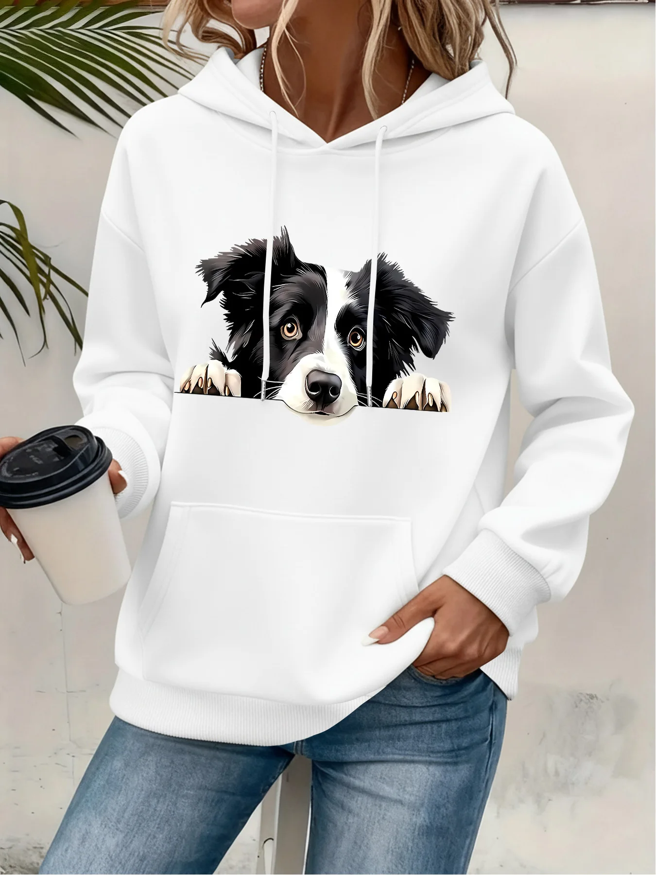 Lässiger Damen-Hoodie mit einem süßen Katzenmuster, Rundhalsausschnitt, langen Ärmeln, ideal für Herbst und Winter, um die Körpertemperatur zu regulieren, normaler Schnitt. – Detail 31