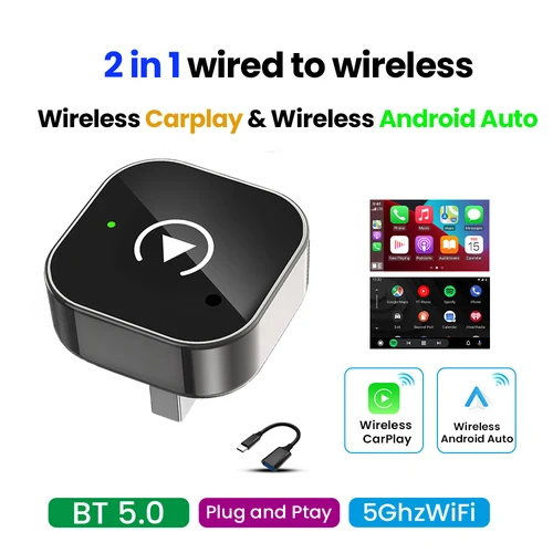 Adaptador CarPlay inalámbrico 2 en 1, Android Auto AI, caja inteligente, sistema inteligente para coche, adecuado para VW, Toyota, Honda, Kia, Opel, MG, Kia, 2026