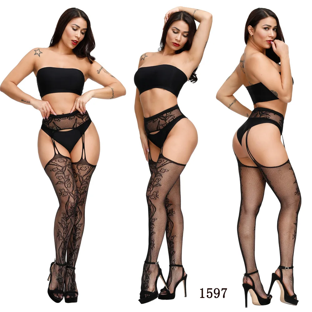 

Erotic Stockings With Garter Belt Stockings For Women Fishnet Pantyhose High Waist Transparent Thigh High Socks Sexy Lingerie