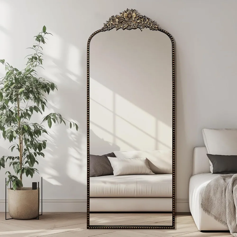 

Full Length Mirror, 75x30 Baroque Style Vintage Mirror, Antique Metal Frame Wall Mirror, Traditional Art Home Decor for Living R
