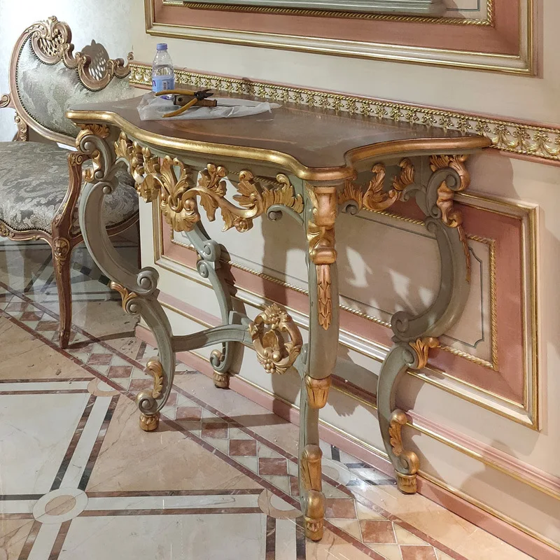 French court style mahogany carving 1.2 meters entrance terrace Villa living room foyer entrance terrace