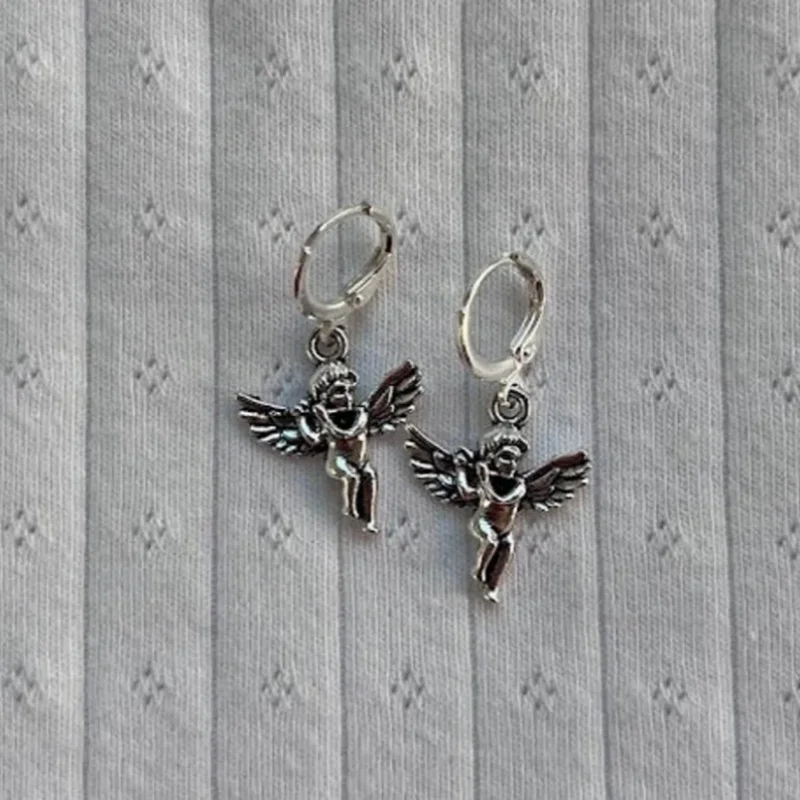 Angel Embrace Small Pendant Earrings Y2K Small and Cute Handmade Creative Pendant Earrings Unique Gift