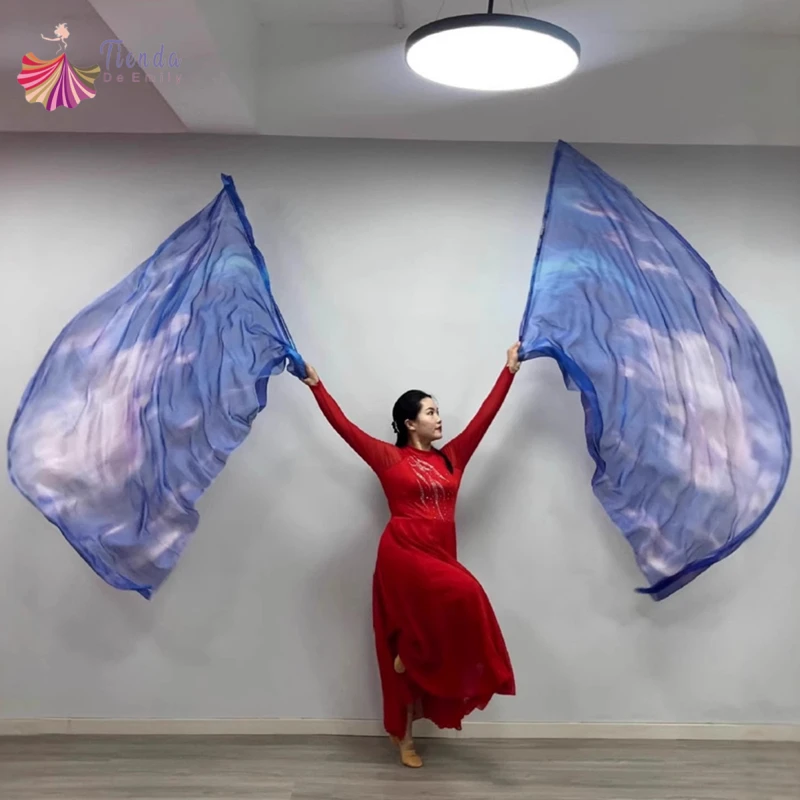2PCS Praise Worship Flags With Flexible Rod Blue Dance Flag Rectangle Angel Wing Church Banners Outdoor Perfomance Props 63