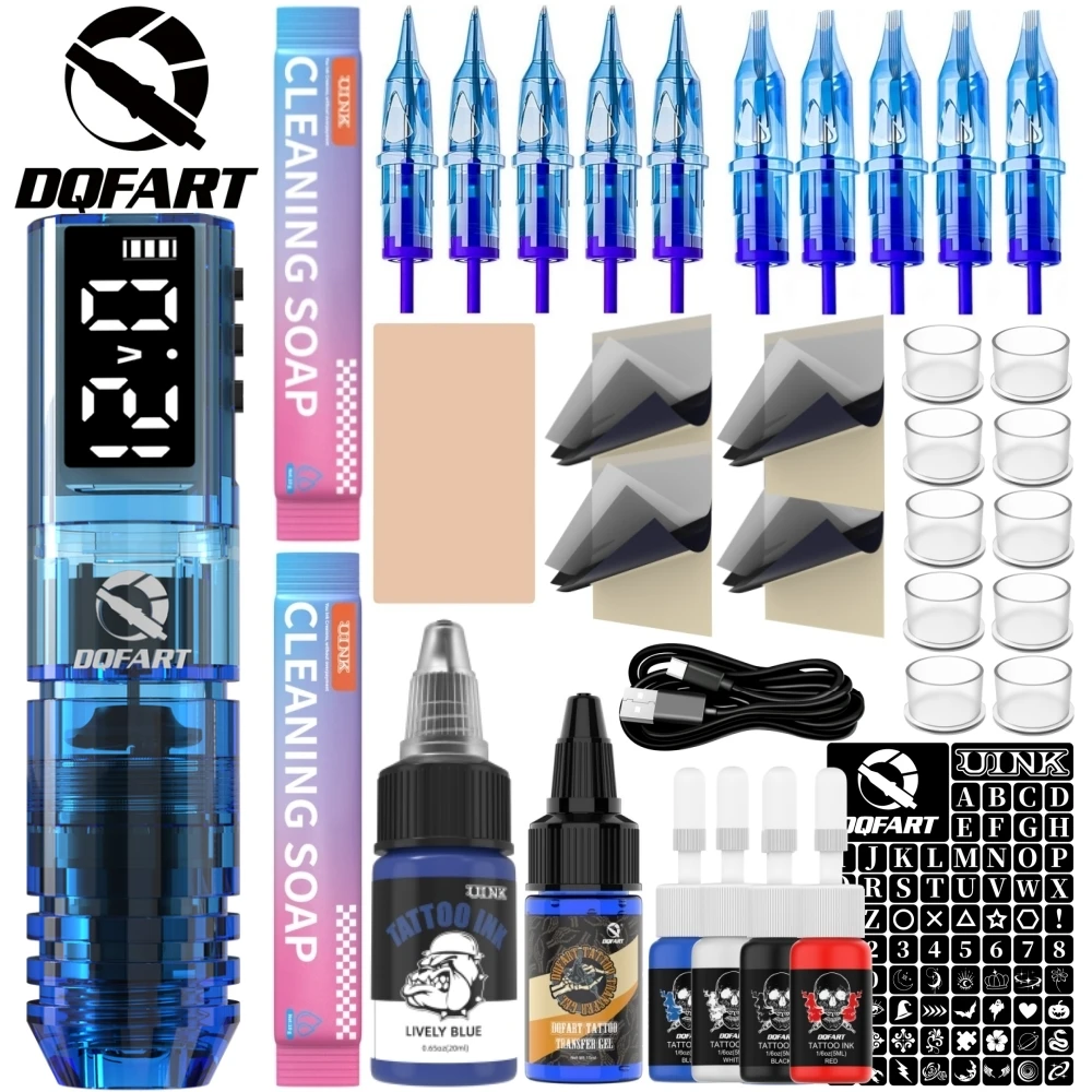 DQFART P1 Led Digltal Display Electric Wireless Tattoo Machine Set Tattoo Needles Beginner Supplies Accessories Tattoo Ink