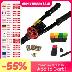 ALLSOME BT-606 RIVET NUT TOOL Hand Blind Riveter Hand Riveter Rivet Gun with 5 Metric Mandrels 50pcs Rivnuts