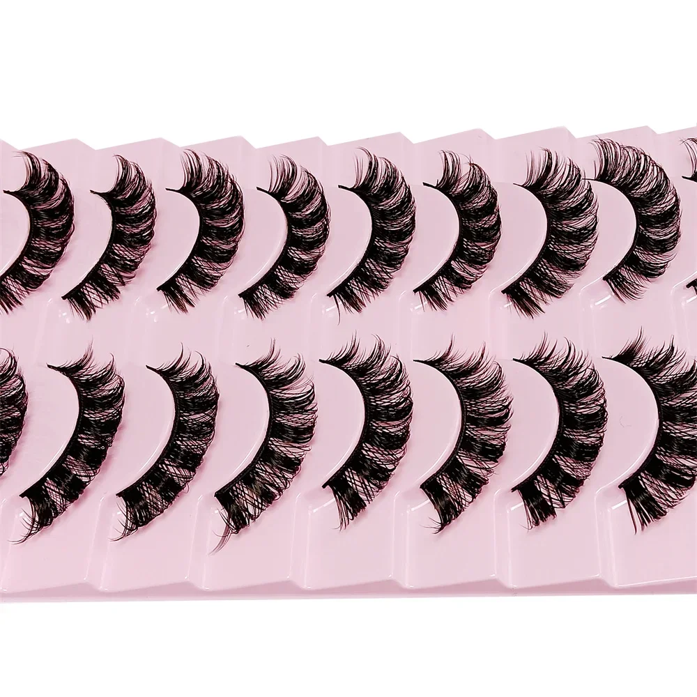 10 Pairs DD Curl Russian Strip Lashes Fluffy Volume False Eyelashes DD Curl Dramatic Messy Faux Mink Fake Lashes Make Up