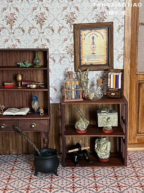 6Points DollHouse Miniature Magic Potions Retro Magic House Bryce Model BJD Potion Bottle Ob Scene Accessory Hourglass Gem Model