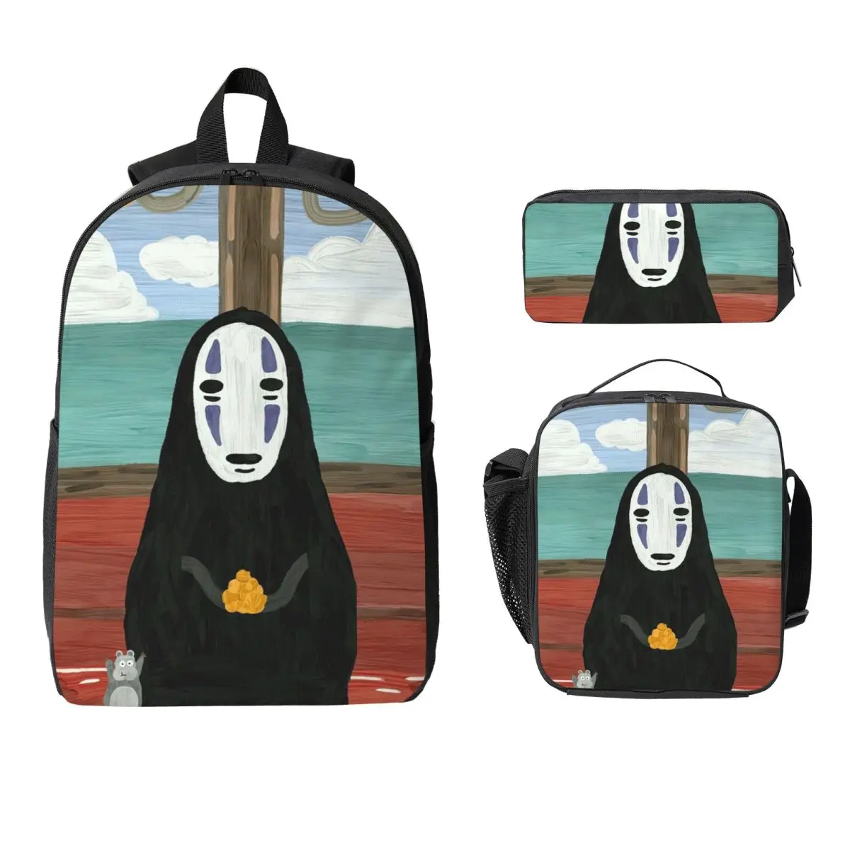 

Dark Ghibli Anime Cartoon Manga Backpack Boys Girls BookBag School Bag Laptop Shoulder Bags 3ps Insulated Lunch Bag Pencil Case