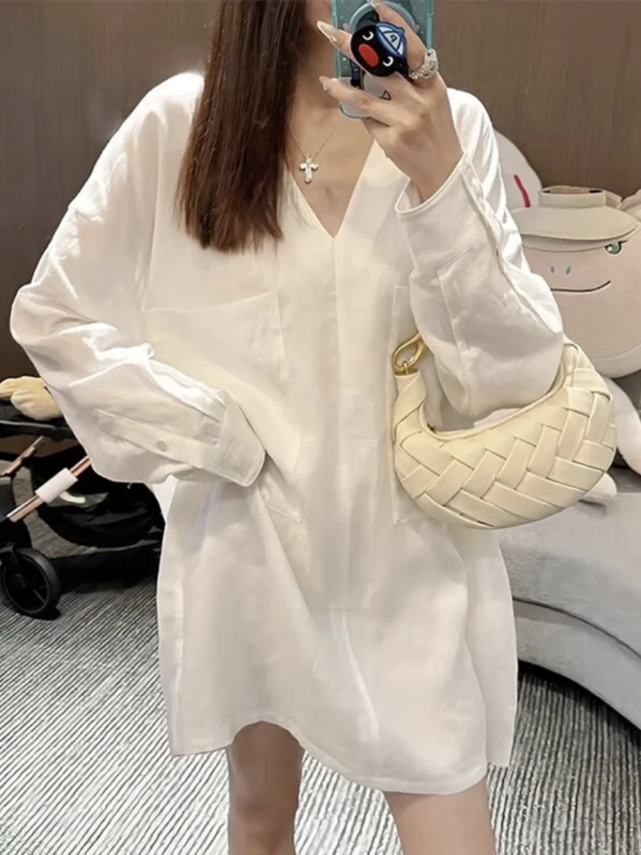 

Retro White Linen Little Bla Dr Women's 2024 Summer New High-End Cotton Linen Skirt Commute Sle Mid-Waist Polyester Fiber