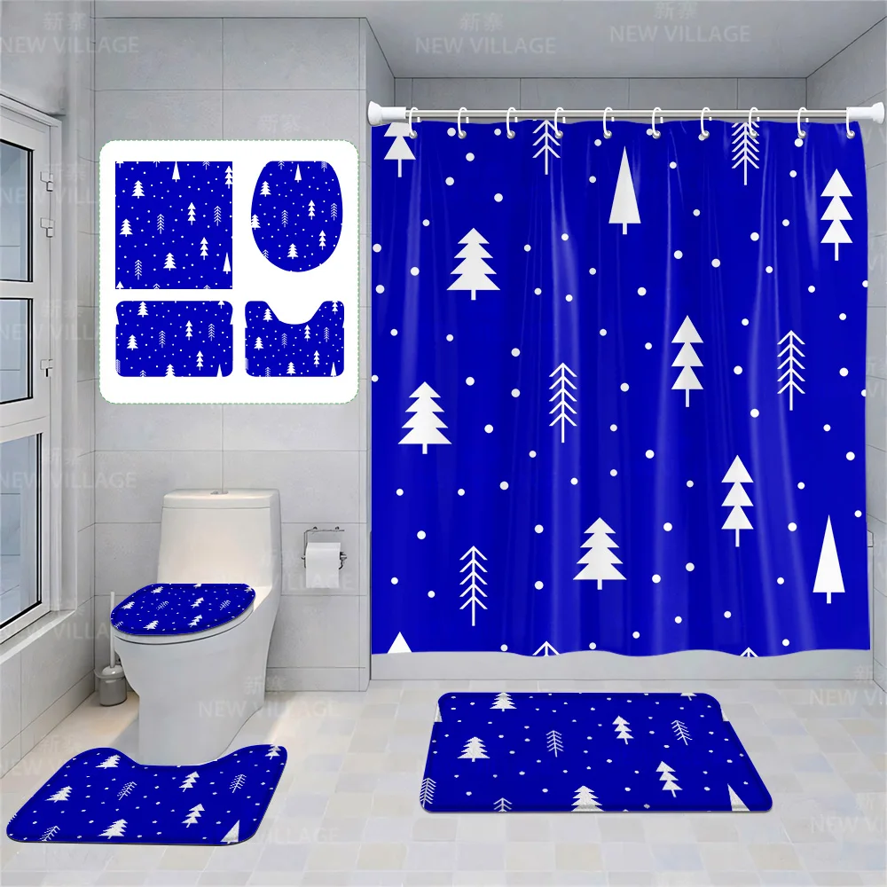 

Шторы для домашнего душа, декоративные водонепроницаемые тканевые Нескользящие коврики для ванной, абсорбирующие современные скандинавские занавески на Рождество