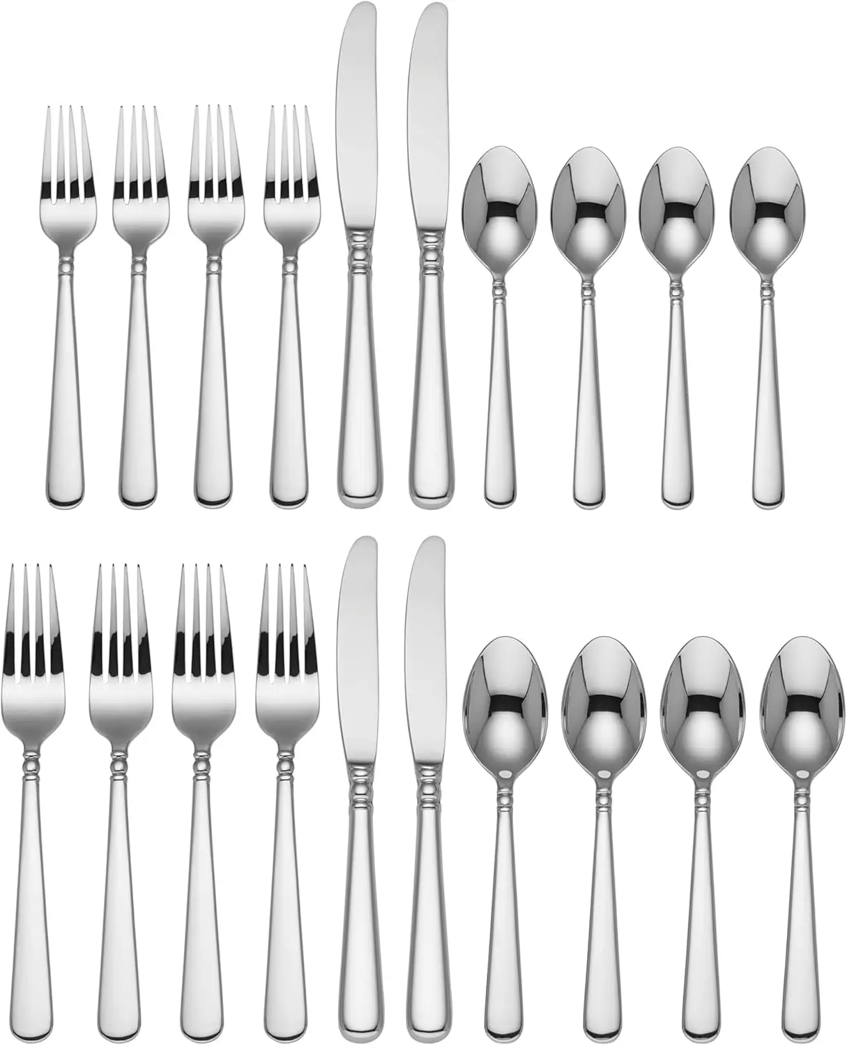 Pearl Platinum Flatware 20-Piece Set Metallic Made of High Quality 18/10 Stainless Steel Strong Durable and Rust Resistant