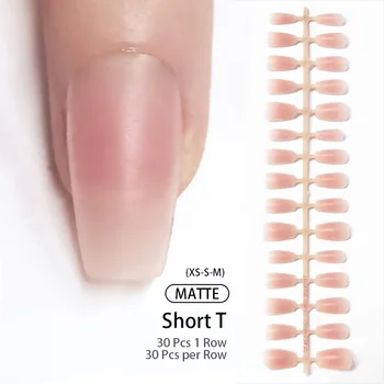 30Pcs Matte Nude Fake Nail Fashion Press on Quick Extension Wearable False Nails Simple Fu