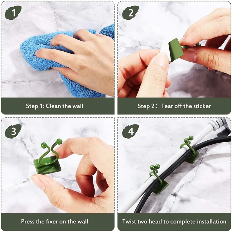 Clips de Fixation Murale pour Plantes Grimpantes, Fixateur de Plantes, Crochets Auto-Adhésifs pour Fixation Murale Invisible de Vignes, 200 Pièces