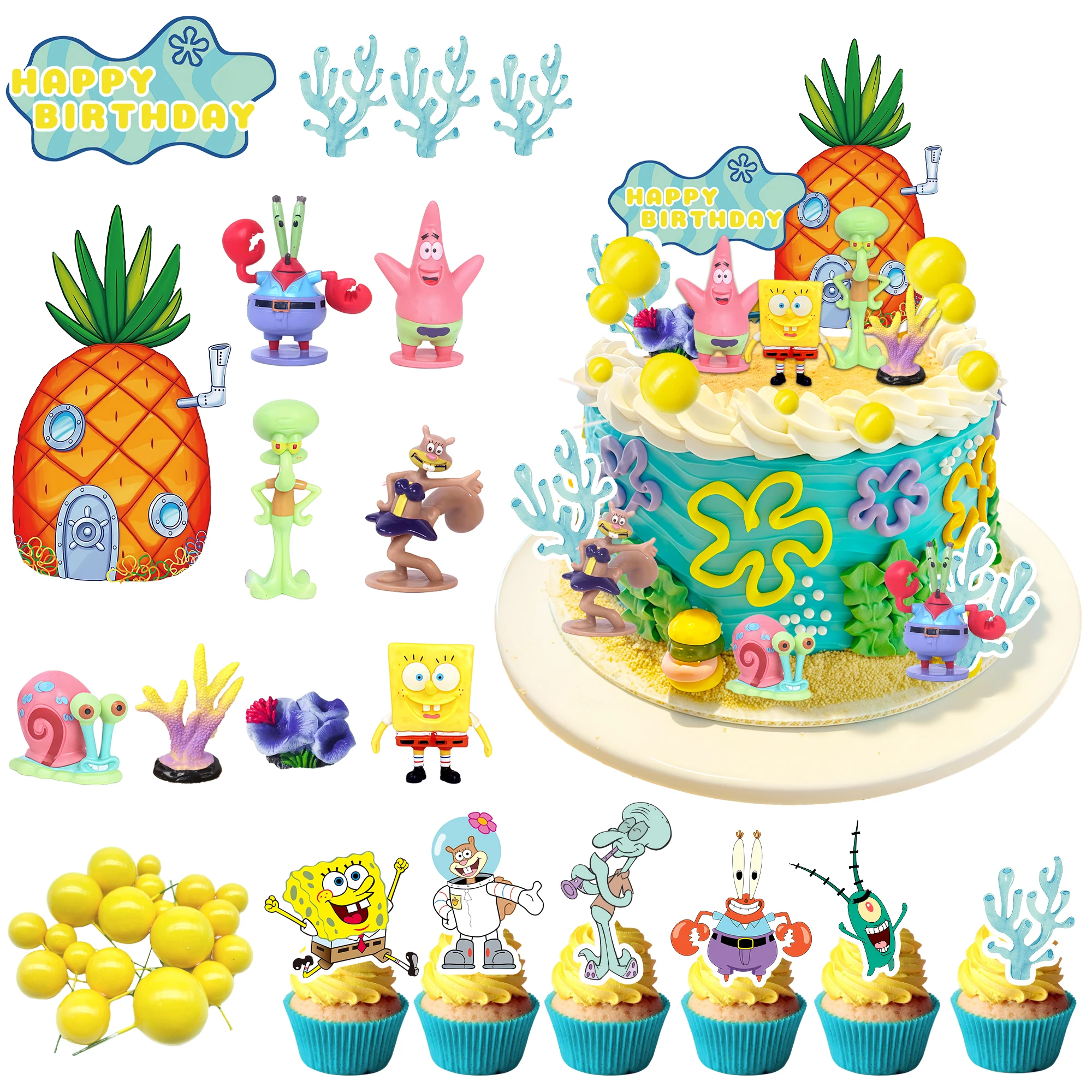 

39 Pcs SpongeBob Party Cake Toppers SpongeBob Cake Decorations & SpongeBob Cupcake Toppers for SpongeBob Birthday Party Decorations Supplies
