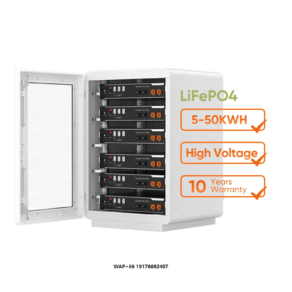 20kWh 40kWh 50kWh Rack Lithium Battery 48V 51.2V HV Solar Lifepo4 Battery with BMS IP65 Battery Cabinet
