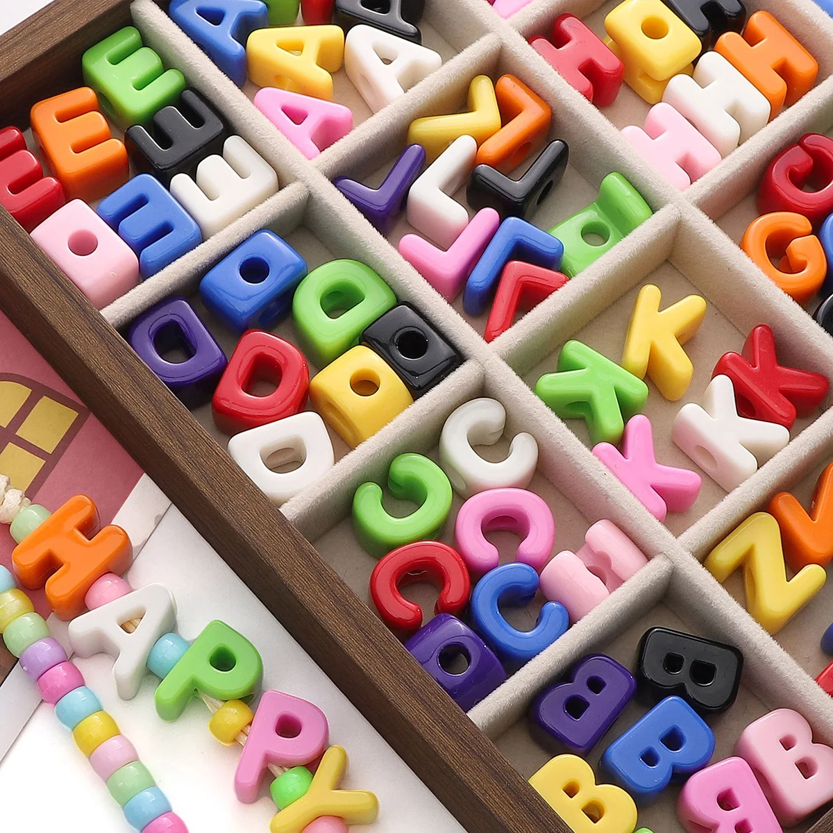 20 Stück mehrfarbige Acryl-Buchstabenperlen mit großem Loch, lose Spacer-Perlen für DIY-Schmuckherstellung, Armbänder, Telefon- und Bastelzubehör – Detail 6