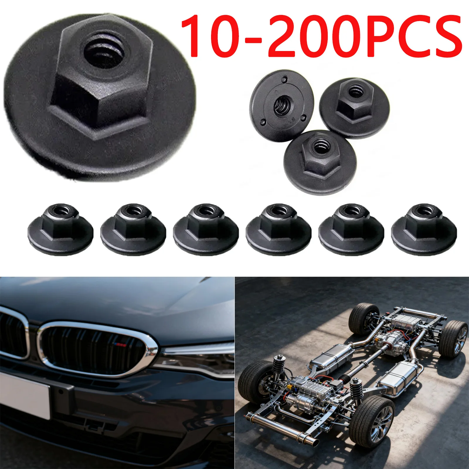 10-50PCS Auto Clips Hex Head Plastic Self-Threading Nut for BMW Retainer Chassis Rear Bumper Splash Shield Car Interior Clip