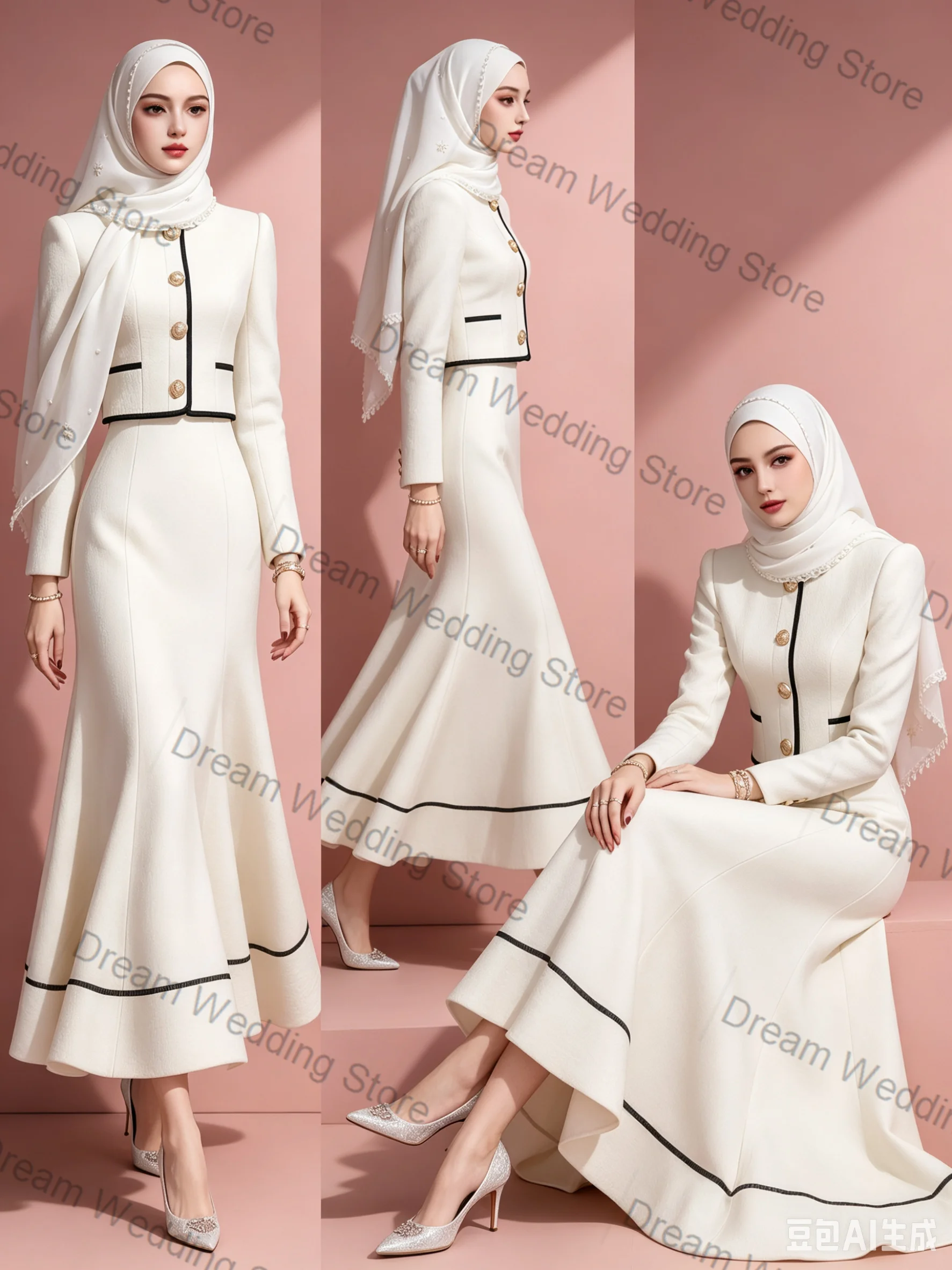 

White Black Women Suit Skirt Set 2 Pcs Blazer Prom Dress Spring Summer Formal Office Lady Jacket Customized Wedding Guest Coat