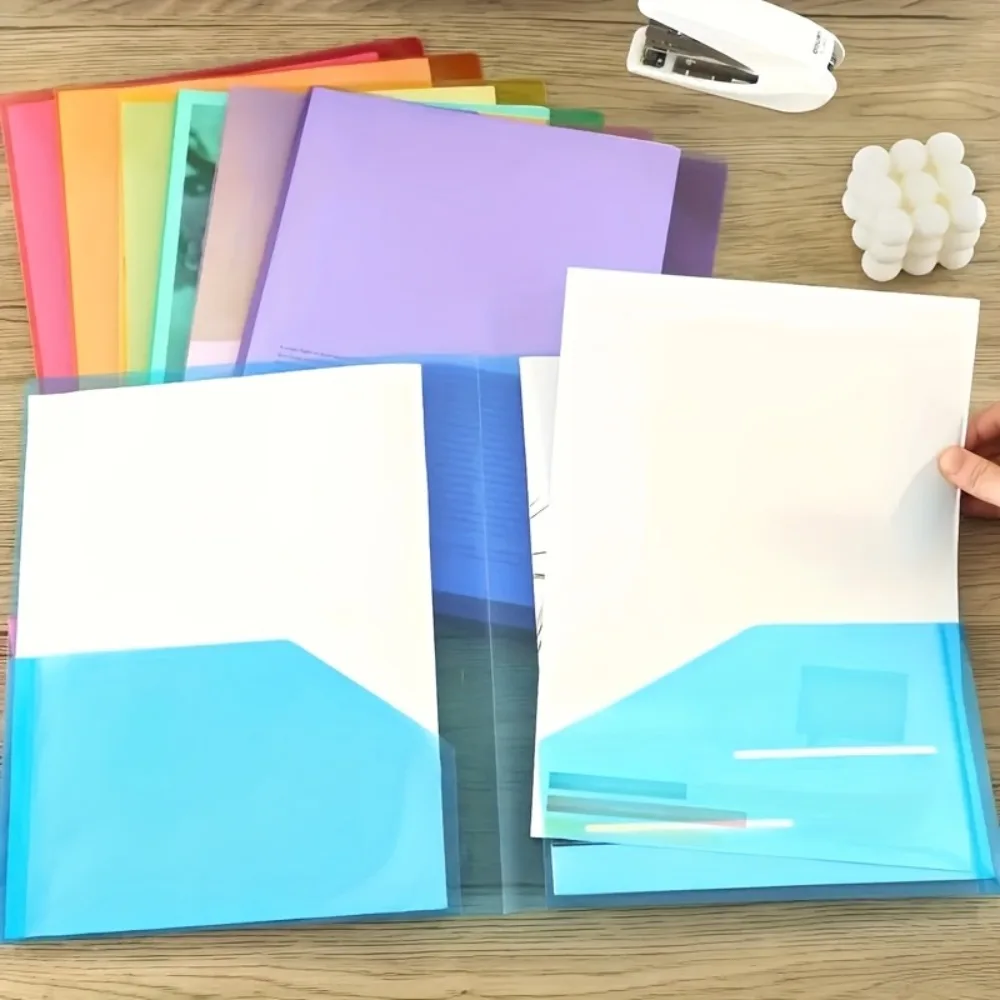 12pcs Candy Color A4/Letter Plastic Folders, 2-Pocket File Organizer for School Office Home