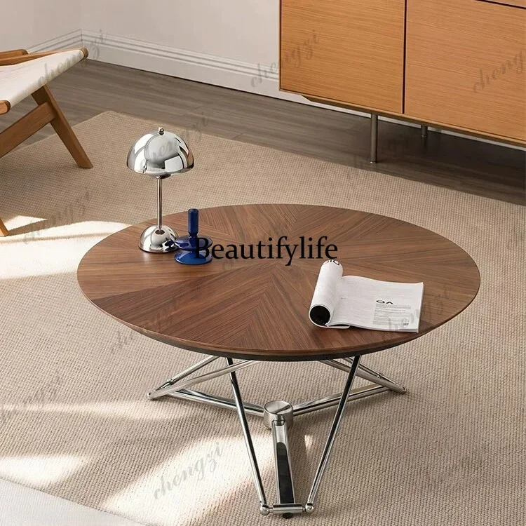 A4567 Medieval style liftable coffee table Bauhaus light luxury style round coffee table office deformation lifting table