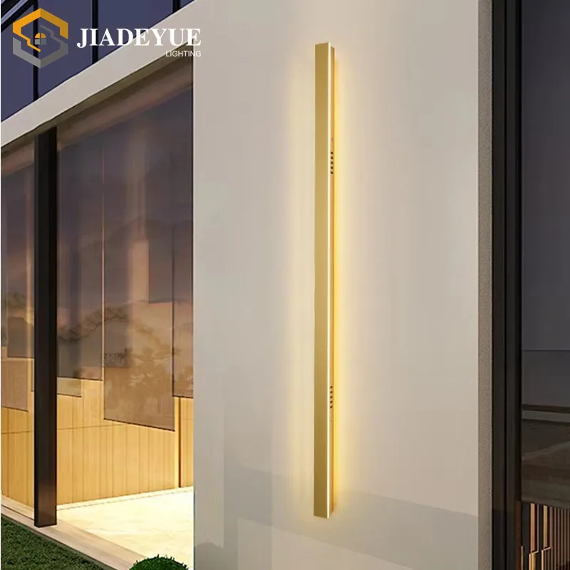 Outdoor led long wall light ip65 waterproof golden modern wall light garden wall light outdoor lighting