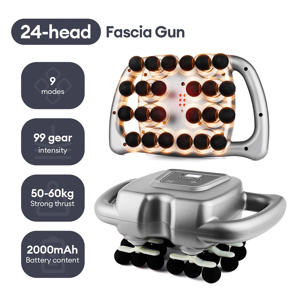 42-Heads Fascia Gun Hoogfrequente Trillingen Lichaamsmassage Gun Rug- en Taille Massager Nek Schouder Massager Spier masajeador