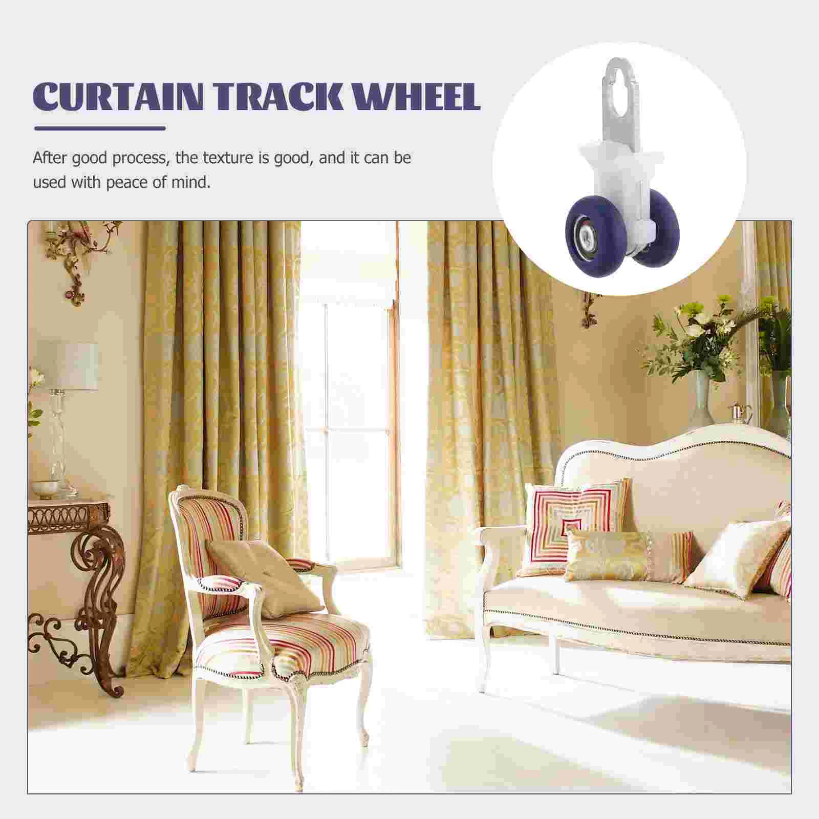 6 Pcs Track Pulley Curtain Roller Wheel Drapery Glider Silent Runner Velvet Curtains Black