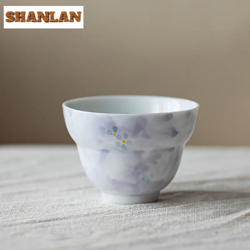 2 قطعة/الوحدة رسمت باليد الزهور مخرمة فنجان الشاي زن وعاء الشاي إبريق الماء الشاي تذوق كوب شخصي Jianzhan ماستر أكواب للشاي 85 مللي