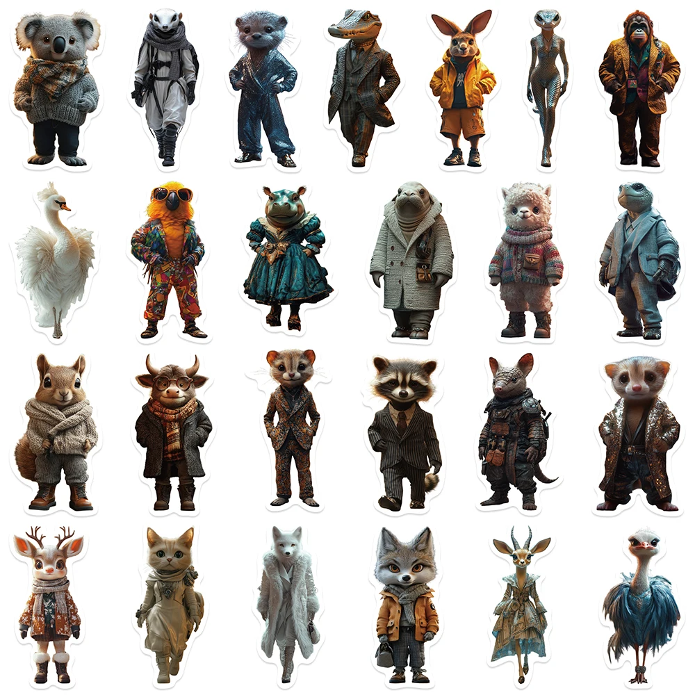 50 stücke Nette Elegante Cartoon Tiere Aufkleber DIY Vinyl Aufkleber Für Gepäck Gitarre Telefon Tagebuch Fahrrad Wasserdichte Laptop Aufkleber