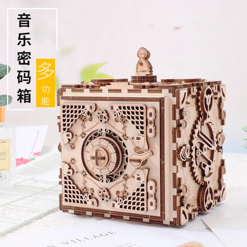 

Handmade Mechanical Password DIY Creative Wooden Music Box Birthday Gift For Girlfriend 3D