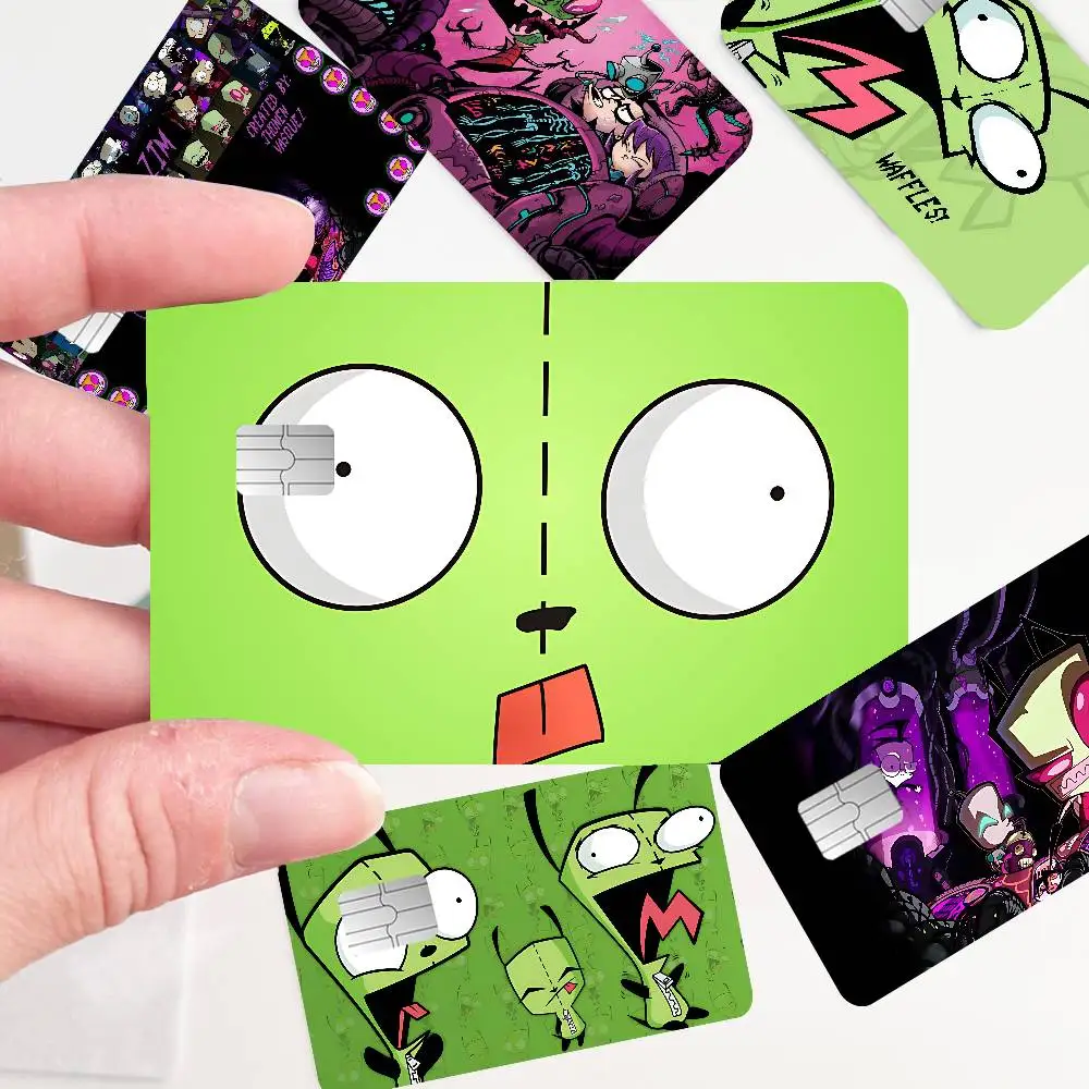 Invader Zim Hippie bricolage carte de débit de crédit autocollant fête autocollant décoration étanche petite carte à puce autocollant de peau