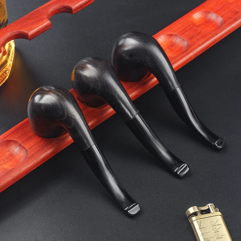 9mm Black Beech Wood Pipe - Portable, Detachable Filter Core, Solid Wood Curved Style Old-Fashioned Pipe - Gift For Men - view 6