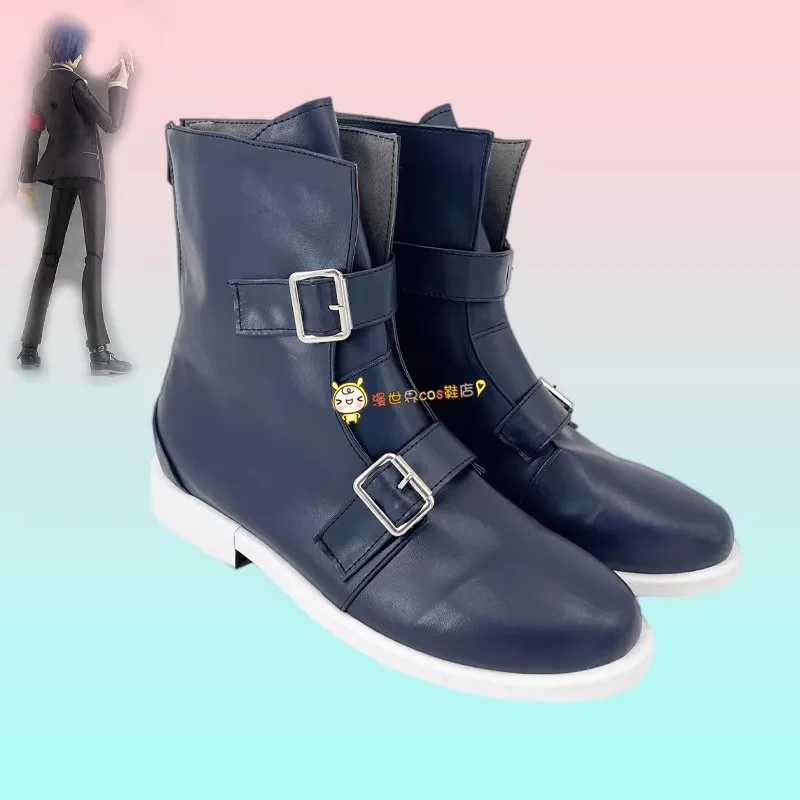 

JP Games PERSONA 3 P3 Yuuki Makoto Cosplay Shoes Handmade Leather Black Costume Short Boots