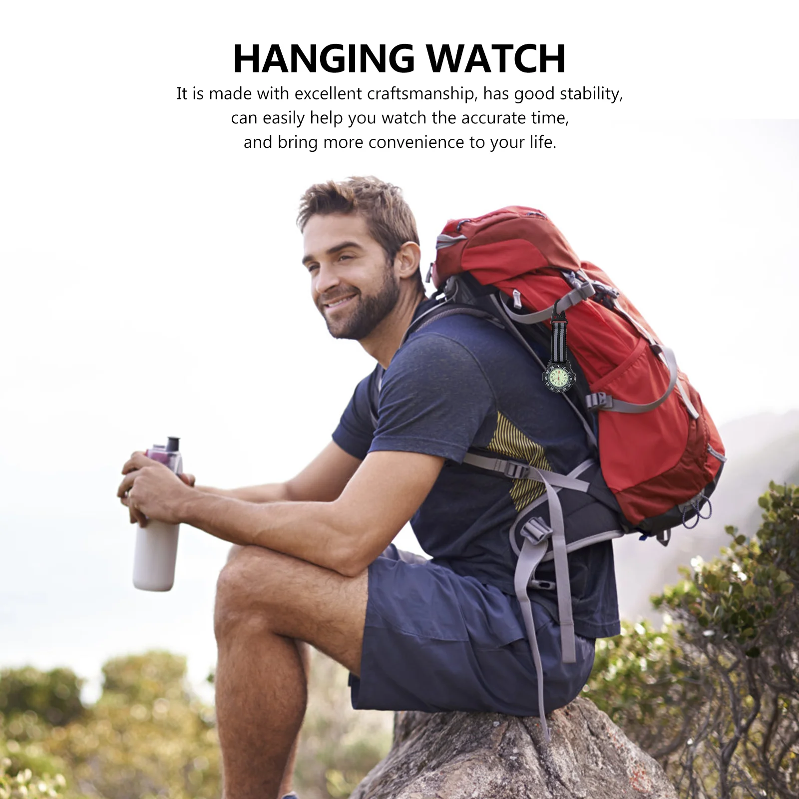 Sports Pocket Watch Outdoor Carabiner Backpacker Clip on Hanging Digital Dial Mountaineering