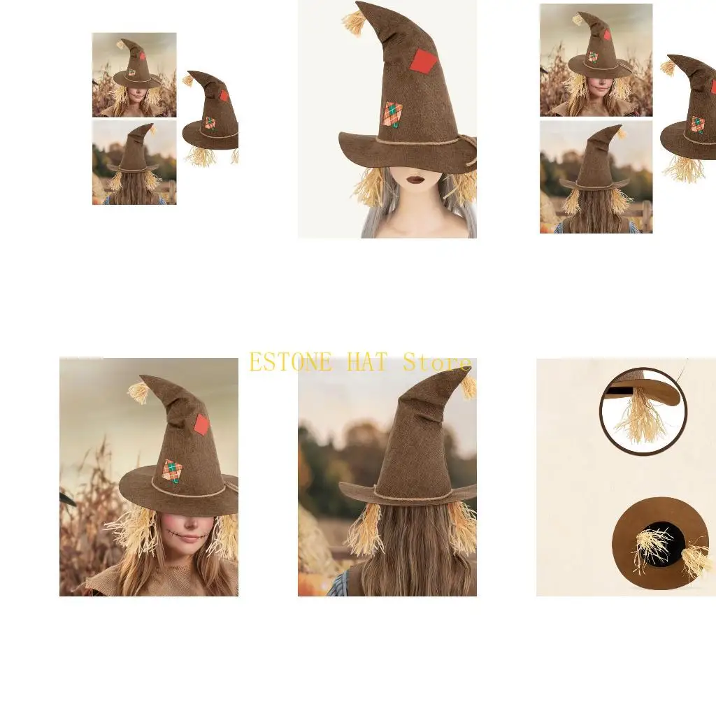 49MF Unique Curved Witch Hat Lightweight Comfortable Headwear For Role Play
