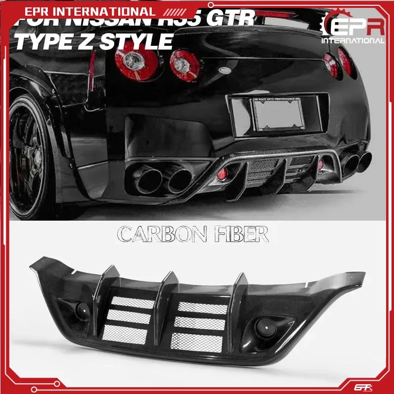 

Car-styling For Nissan R35 GTR Type Z Carbon Fiber Rear Under Diffuser Glossy Finish Bumper Splitter Lip Drift Kit Tuning Trim