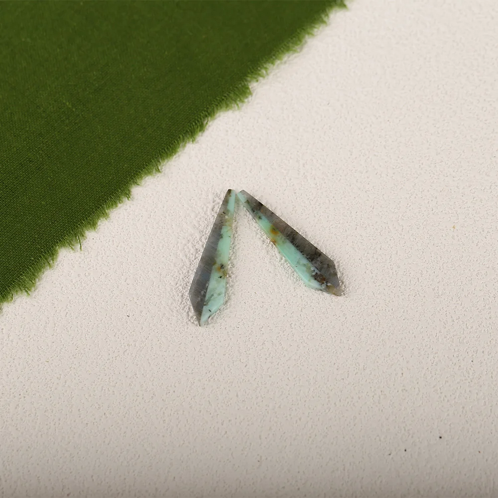 Handmade Jewelry Natural Stone Labradorite Chrysocolla Fashion Earrings Accessories DIY Making For Women 49x11x2mm 6.48g