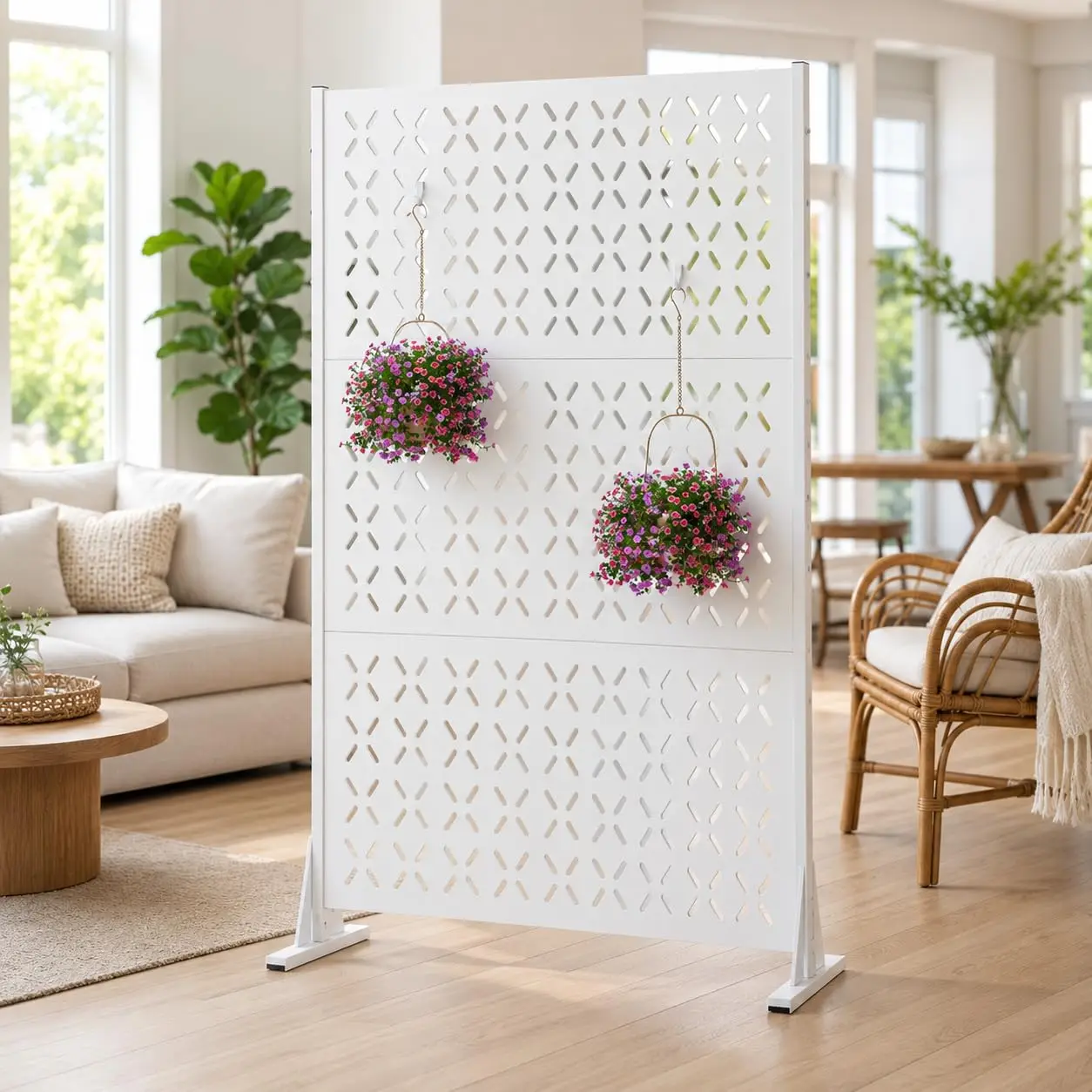 72" Outdoor Privacy Screen, Freestanding Metal Fence Panel for Patio Deck, Customized