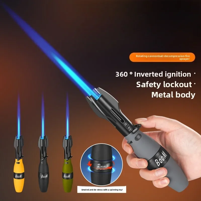 New Large Flame High Temperature Spray Gun Rocker Lighter Windproof Safety Lock Inflatable Kitchen Cigar Outdoor Camping Lighter - Image 2