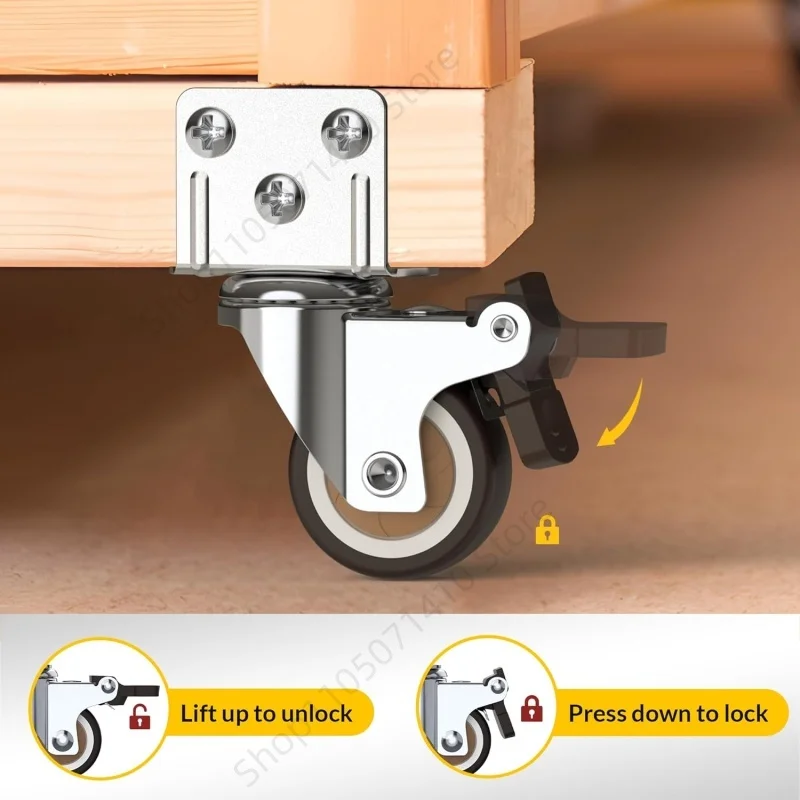 4Pcs L Type Heavy Duty Furniture Caster Wear 1-2inch Resistant Mute Universal Wheel 360° Swivel for Platform Trolley Accessory