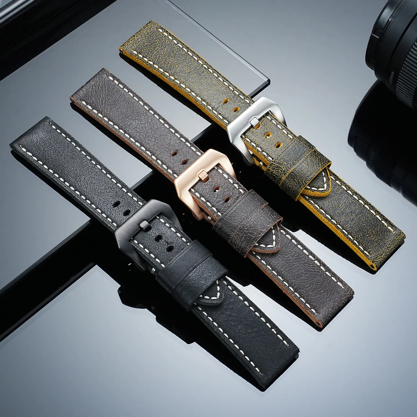 Suitable for Panerai PAM111 PAM441 PA448 Stealth Lumino Burst Retro Leather Watch Strap